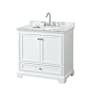 Wyndham Collection Deborah 36" Free Standing Single Vanity Set with Wood Cabinet and Marble Vanity Top White / White Carrara Marble Top / Polished Chrome Hardware