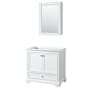 Wyndham Collection Deborah 35-1/4" Free Standing Single Wood Vanity Cabinet Only with Mirror - Less Vanity Top White / Polished Chrome Hardware