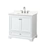 Wyndham Collection Deborah 36" Free Standing Single Basin Vanity Set with Cabinet and Quartz Vanity Top White / Giotto Quartz Top / Polished Chrome Hardware