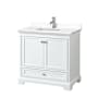 Wyndham Collection Deborah 36" Free Standing Single Basin Vanity Set with Cultured Marble Vanity Top White / White Cultured Marble Top / Polished Chrome Hardware