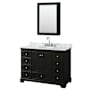 Wyndham Collection Deborah 48" Free Standing Single Vanity Set with Wood Cabinet, Marble Vanity Top, and Medicine Cabinet Dark Espresso / White Carrara Marble Top / Polished Chrome Hardware