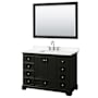 Wyndham Collection Deborah 48" Free Standing Single Basin Vanity Set with Cabinet, Quartz Vanity Top, and Framed Mirror Dark Espresso / White Quartz Top / Polished Chrome Hardware