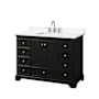 Wyndham Collection Deborah 48" Free Standing Single Basin Vanity Set with Cabinet and Quartz Vanity Top Dark Espresso / White Quartz Top / Polished Chrome Hardware