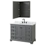 Wyndham Collection Deborah 48" Free Standing Single Vanity Set with Wood Cabinet, Marble Vanity Top, and Medicine Cabinet Dark Gray / White Carrara Marble Top / Matte Black Hardware