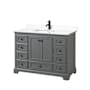 Wyndham Collection Deborah 48" Free Standing Single Basin Vanity Set with Cultured Marble Vanity Top Dark Gray / White Cultured Marble Top / Matte Black Hardware