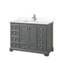 Wyndham Collection Deborah 48" Free Standing Single Basin Vanity Set with Cultured Marble Vanity Top Dark Gray / Carrara Cultured Marble Top / Polished Chrome Hardware