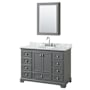 Wyndham Collection Deborah 48" Free Standing Single Vanity Set with Wood Cabinet, Marble Vanity Top, and Medicine Cabinet Dark Gray / White Carrara Marble Top / Polished Chrome Hardware