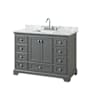 Wyndham Collection Deborah 48" Free Standing Single Vanity Set with Wood Cabinet and Marble Vanity Top Dark Gray / White Carrara Marble Top / Polished Chrome Hardware