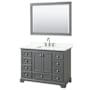 Wyndham Collection Deborah 48" Free Standing Single Basin Vanity Set with Cabinet, Quartz Vanity Top, and Framed Mirror Dark Gray / Giotto Quartz Top / Polished Chrome Hardware