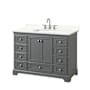 Wyndham Collection Deborah 48" Free Standing Single Basin Vanity Set with Cabinet and Quartz Vanity Top Dark Gray / Giotto Quartz Top / Polished Chrome Hardware