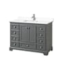 Wyndham Collection Deborah 48" Free Standing Single Basin Vanity Set with Cultured Marble Vanity Top Dark Gray / White Cultured Marble Top / Polished Chrome Hardware