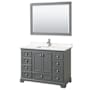 Wyndham Collection Deborah 48" Free Standing Single Basin Vanity Set with Cabinet, Quartz Vanity Top, and Framed Mirror Dark Gray / White Quartz Top / Polished Chrome Hardware