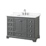 Wyndham Collection Deborah 48" Free Standing Single Basin Vanity Set with Cabinet and Quartz Vanity Top Dark Gray / White Quartz Top / Polished Chrome Hardware