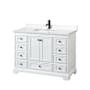 Wyndham Collection Deborah 48" Free Standing Single Basin Vanity Set with Cultured Marble Vanity Top White / Carrara Cultured Marble Top / Matte Black Hardware