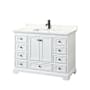 Wyndham Collection Deborah 48" Free Standing Single Basin Vanity Set with Cabinet and Quartz Vanity Top White / Giotto Quartz Top / Matte Black Hardware