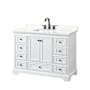 Wyndham Collection Deborah 48" Free Standing Single Basin Vanity Set with Cabinet and Quartz Vanity Top White / Giotto Quartz Top / Matte Black Hardware
