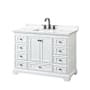 Wyndham Collection Deborah 48" Free Standing Single Basin Vanity Set with Cabinet and Quartz Vanity Top White / White Quartz Top / Matte Black Hardware