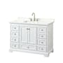Wyndham Collection Deborah 48" Free Standing Single Basin Vanity Set with Cabinet and Quartz Vanity Top White / Giotto Quartz Top / Brushed Gold Hardware