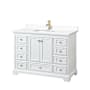 Wyndham Collection Deborah 48" Free Standing Single Basin Vanity Set with Cultured Marble Vanity Top White / White Cultured Marble Top / Brushed Gold Hardware