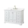 Wyndham Collection Deborah 48" Free Standing Single Basin Vanity Set with Cabinet and Quartz Vanity Top White / White Quartz Top / Brushed Gold Hardware