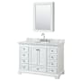 Wyndham Collection Deborah 48" Free Standing Single Vanity Set with Wood Cabinet, Marble Vanity Top, and Medicine Cabinet White / White Carrara Marble Top / Polished Chrome Hardware