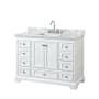 Wyndham Collection Deborah 48" Free Standing Single Vanity Set with Wood Cabinet and Marble Vanity Top White / White Carrara Marble Top / Polished Chrome Hardware