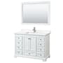 Wyndham Collection Deborah 48" Free Standing Single Basin Vanity Set with Cabinet, Quartz Vanity Top, and Framed Mirror White / White Quartz Top / Polished Chrome Hardware