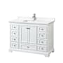Wyndham Collection Deborah 48" Free Standing Single Basin Vanity Set with Cabinet and Quartz Vanity Top White / White Quartz Top / Polished Chrome Hardware