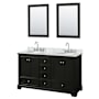 Wyndham Collection Deborah 60" Free Standing Double Vanity Set with Wood Cabinet, Marble Vanity Top, and Framed Mirror Dark Espresso / White Carrara Marble Top / Polished Chrome Hardware