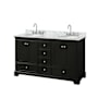 Wyndham Collection Deborah 60" Free Standing Double Vanity Set with Wood Cabinet and Marble Vanity Top Dark Espresso / White Carrara Marble Top / Polished Chrome Hardware