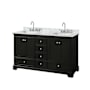 Wyndham Collection Deborah 60" Free Standing Double Vanity Set with Wood Cabinet and Marble Vanity Top Dark Espresso / White Carrara Marble Top / Polished Chrome Hardware