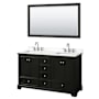 Wyndham Collection Deborah 60" Free Standing Double Basin Vanity Set with Cabinet, Quartz Vanity Top, and Framed Mirror Dark Espresso / White Quartz Top / Polished Chrome Hardware