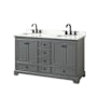 Wyndham Collection Deborah 60" Free Standing Double Basin Vanity Set with Cabinet and Quartz Vanity Top Dark Gray / Giotto Quartz Top / Matte Black Hardware