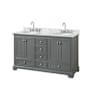 Wyndham Collection Deborah 60" Free Standing Double Vanity Set with Wood Cabinet and Marble Vanity Top Dark Gray / White Carrara Marble Top / Polished Chrome Hardware