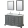 Dark Gray / White Carrara Marble Top / Polished Chrome Hardware