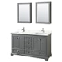 Wyndham Collection Deborah 60" Free Standing Double Basin Vanity Set with Cabinet, Quartz Vanity Top, and Medicine Cabinet Dark Gray / Giotto Quartz Top / Polished Chrome Hardware