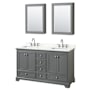 Wyndham Collection Deborah 60" Free Standing Double Basin Vanity Set with Cabinet, Quartz Vanity Top, and Medicine Cabinet Dark Gray / Giotto Quartz Top / Polished Chrome Hardware