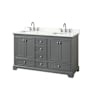 Wyndham Collection Deborah 60" Free Standing Double Basin Vanity Set with Cabinet and Quartz Vanity Top Dark Gray / Giotto Quartz Top / Polished Chrome Hardware