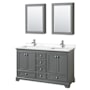 Wyndham Collection Deborah 60" Free Standing Double Basin Vanity Set with Cabinet, Quartz Vanity Top, and Medicine Cabinet Dark Gray / White Quartz Top / Polished Chrome Hardware