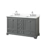 Wyndham Collection Deborah 60" Free Standing Double Basin Vanity Set with Cabinet and Quartz Vanity Top Dark Gray / White Quartz Top / Polished Chrome Hardware
