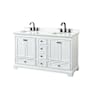 Wyndham Collection Deborah 60" Free Standing Double Basin Vanity Set with Cabinet and Quartz Vanity Top White / Giotto Quartz Top / Matte Black Hardware