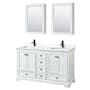 Wyndham Collection Deborah 60" Free Standing Double Basin Vanity Set with Cabinet, Quartz Vanity Top, and Medicine Cabinet White / White Quartz Top / Matte Black Hardware