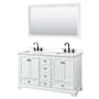Wyndham Collection Deborah 60" Free Standing Double Basin Vanity Set with Cabinet, Quartz Vanity Top, and Framed Mirror White / White Quartz Top / Matte Black Hardware