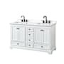 Wyndham Collection Deborah 60" Free Standing Double Basin Vanity Set with Cabinet and Quartz Vanity Top White / White Quartz Top / Matte Black Hardware
