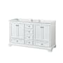 Wyndham Collection Deborah 59-1/4" Double Free Standing Wood Vanity Cabinet Only - Less Vanity Top White / Brushed Gold Hardware