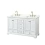 Wyndham Collection Deborah 60" Free Standing Double Basin Vanity Set with Cabinet and Quartz Vanity Top White / Giotto Quartz Top / Brushed Gold Hardware