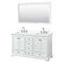 Wyndham Collection Deborah 60" Free Standing Double Basin Vanity Set with Cabinet, Quartz Vanity Top, and Framed Mirror White / Giotto Quartz Top / Polished Chrome Hardware