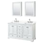 Wyndham Collection Deborah 60" Free Standing Double Basin Vanity Set with Cabinet, Quartz Vanity Top, and Medicine Cabinet White / Giotto Quartz Top / Polished Chrome Hardware