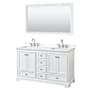 Wyndham Collection Deborah 60" Free Standing Double Basin Vanity Set with Cabinet, Quartz Vanity Top, and Framed Mirror White / White Quartz Top / Polished Chrome Hardware