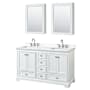 Wyndham Collection Deborah 60" Free Standing Double Basin Vanity Set with Cabinet, Quartz Vanity Top, and Medicine Cabinet White / White Quartz Top / Polished Chrome Hardware